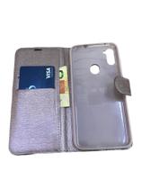 Capa capinha carteira compatível A11 com porta cartão e notas rosa clarinho Capa capinha carteira compatível A11 com porta cartão e notas rosa clarinho