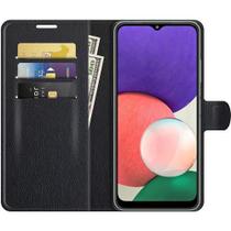 Capa Capinha Carteira Galaxy A22 5G Tela 6.6 Case Flip Preta