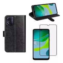 Capa Capinha Carteira Motorola Moto E13 + Película de Vidro 3d