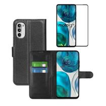 Capa Capinha Carteira para Motorola Moto G52 / G82 + Película de Vidro 3d