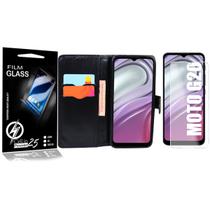 Capa Capinha Carteira + Película Vidro Moto G20 6.5 XT2128-1 - Cell In Power25 Capa Capinha Carteira + Película Vidro Moto G20 6.5 XT2128-1 - Cell In Power25