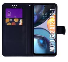 Capa Capinha Carteira Preta compatível com Moto G22(tela 6.5)