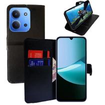 Capa Capinha Carteira Preta Para Redmi 15C Capa Capinha Carteira Preta Para Redmi 15C