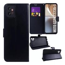 Capa Capinha Carteira Preta + Película de Vidro 3D Para Motorola G32
