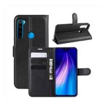 Capa Capinha Carteira Preta + Película de Vidro 3D Para Redmi Note 8.