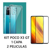 Capa Capinha Case Anti impacto + 2 Pelicula Vidro 3D 9D Compativel Poco x3 GT Proteção Tela Celular - MK3 PARTS