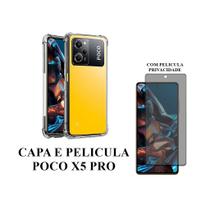 Capa Capinha Case Anti impacto E Película Privacidade Anti Spy Compativel Poco X5 Pro Proteção Celular Pelicula de vidro - MK3 PARTS