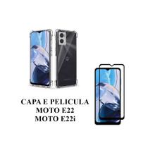 Capa Capinha Case Anti impacto E Pelicula Vidro 3D 9D Compativel Moto E22 E22i Proteção Tela Celular