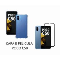 Capa Capinha Case Anti impacto E Pelicula Vidro 3D 9D Compativel Poco C50 Proteção Tela Celular