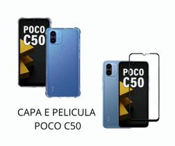Capa Capinha Case Anti impacto E Pelicula Vidro 3D 9D Compativel Poco C50 Proteção Tela Celular