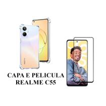 Capa Capinha Case Anti impacto E Pelicula Vidro 3D 9D Compativel Realme C55 Proteção Tela Celular - MK3 PARTS