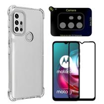 Capa Capinha Case Anti Impacto + Película Vidro 3d + Película Câmera Compatível com Moto G30
