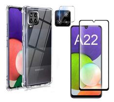 Capa Capinha Case Anti Queda Samsung Galaxy A22 + Pelicula Vidro 3D + Potetor de Camera