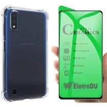 Capa Capinha Case Anti Shock Impacto Samsung Galaxy A01 + Película Ceramica Flexível Nano 9D