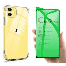 Capa Capinha Case Anti Shock Impacto Transparente Iphone 11 6.1 + Película Ceramica Flexível Nano 9d