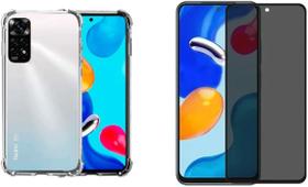 Capa Capinha Case Anti Shock Transparente Mais Película De Vidro 3D Privacidade Anti Spy Tela Toda Para Xiaomi