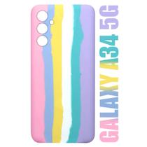 Capa Capinha case aveludada Arco Iris Candy Algodão Doce Compativel Galaxy A34 5G A346 6.6 - Cell In Power25 Capa Capinha case aveludada Arco Iris Candy Algodão Doce Compativel Galaxy A34 5G A346 6.6 - Cell In Power25
