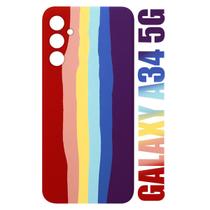 Capa Capinha case aveludada Arco Iris LGBT Compativel Galaxy A34 5G A346 6.6 - Cell In Power25