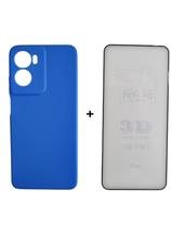Capa Capinha Case Aveludada + Película 3D Vidro Para Motorola Moto G05 Cor: Azul