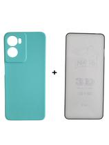 Capa Capinha Case Aveludada + Película 3D Vidro Para Motorola Moto G05 Cor: Verde Água Capa Capinha Case Aveludada + Película 3D Vidro Para Motorola Moto G05 Cor: Verde Água