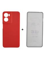 Capa Capinha Case Aveludada + Película 3D Vidro Para Motorola Moto G05 Cor: Vermelho