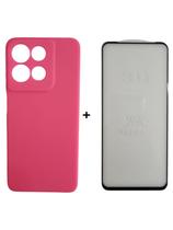 Capa Capinha Case Aveludada + Película 3D Vidro Para Motorola Moto G15 Cor: Rosa Pink Capa Capinha Case Aveludada + Película 3D Vidro Para Motorola Moto G15 Cor: Rosa Pink