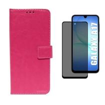 Capa Capinha Case Carteira Flip Couro + Pelicula Privacidade Samsung Galaxy A17 5g