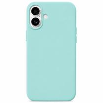 Capa Capinha Case Compatível para iPhone 16 Plus aveludada Premium Silicone com logo da maça COR:VERDE AGUA