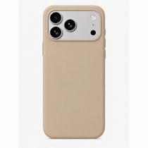 Capa Capinha Case Compatível para iPhone 17 Pro aveludada Premium Silicone com a logo da maça COR:BEGE