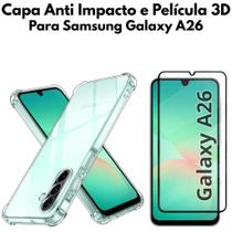 Capa Capinha Case e Película de Vidro 3D para Samsung Galaxy A26 6.7 Capa Capinha Case e Película de Vidro 3D para Samsung Galaxy A26 6.7