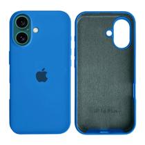 Capa Capinha Case iPhone 16 Plus Silicone Aveludada Proteção Cor:Azul Capa Capinha Case iPhone 16 Plus Silicone Aveludada Proteção Cor:Azul