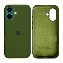 Capa Capinha Case iPhone 16 Plus Silicone Aveludada Proteção Cor:Verde Oliva