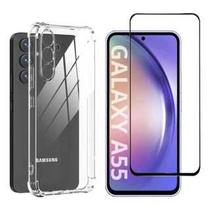 Capa Capinha Case para Samsung Galaxy A55 5G com interior aveludado e proteção de câmera+ película de vidro 3D