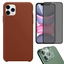 Capa Capinha Case + Película 3D Privacidade Tela + Película de Câmera Compatível Com iPhone 11 Pro - Premium