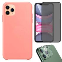 Capa Capinha Case + Película 3D Privacidade Tela + Película de Câmera Compatível iPhone 11 Pro Max - Premium