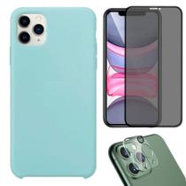 Capa Capinha Case + Película 3D Privacidade Tela + Película de Câmera Compatível iPhone 11 Pro Max - Premium