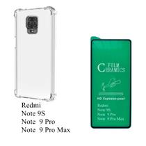 Capa Capinha Case + Pelicula Ceramica Compativel Redmi Note 9S 9 Pro 9 Pro Max TPU Flexivel Anti Impacto - MK3 PARTS