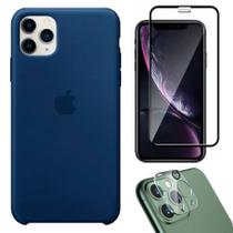 Capa Capinha Case + Película Tela 3D + Película Câmera Compatível Com iPhone 11 Pro Max - Premium