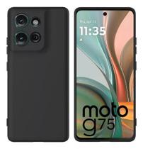 Capa Capinha Case Premium Silicone Aveludada Preta Motorola Moto G75 5g Xt2437