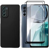 Capa Capinha Case Preta + Película 3D Compativel Com Motorola Moto E7 / E22 / G13 /G14 / G22 / G23 / G52 / G53 /G62 /G84