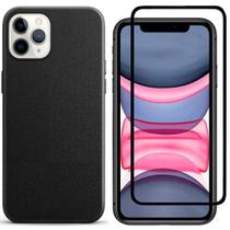 Capa Capinha Case Preta + Película Vidro 3D Compativel Com iPhone 11 12 13 14 Pro Max - HREBOS