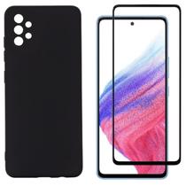 Capa Capinha Case Preto Silicone + Película 3D Compativel Com Samsung A53