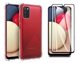 Capa Capinha Case Samsung Galaxy A02S Anti Shock + Película 3D 5D 9D Blindada Cobre 100% Da Tela Borda Resistente
