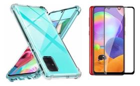 Capa Capinha Case Samsung Galaxy A31 Anti Shock + Película 3D 5D 9D Blindada Cobre 100% Da Tela Borda Resistente