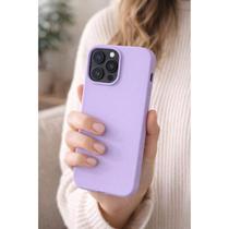 Capa Capinha Case Silicone Aveludada Câmera aberto Compatível para iPhone 13 Pro com logo da maça cor:LILÁS Capa Capinha Case Silicone Aveludada Câmera aberto Compatível para iPhone 13 Pro com logo da maça cor:LILÁS