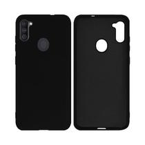 Capa Capinha Case Silicone Aveludada Preta + Película 3d Privacidade Para Samsung Galaxy A11