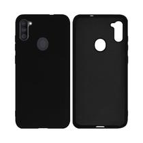 Capa Capinha Case Silicone Aveludada Preta + Película de Cerâmica Para Samsung Galaxy A11