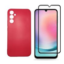 Capa Capinha Case Silicone Aveludada Vermelha + Pelicula de Vidro 3D Para Samsung Galaxy A24 - JV ACESSORIOS