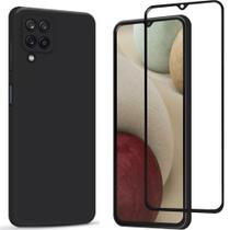 Capa Capinha Case Silicone Preta + Película 3D Compatível Com Galaxy A12