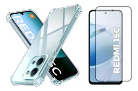 Capa Capinha Case Transparente Para Redmi 15c + Película 3d Redmi 15c Transparente